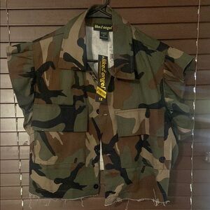 Like an Angel Green and Brown Camouflage Crop Top